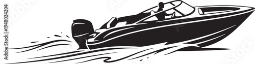 Speedboat Silhouette Minimalist Vector Illustration
