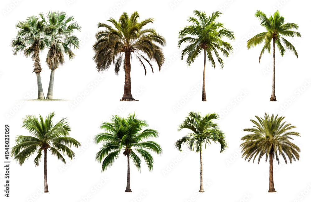 Obraz premium PNG Diverse tropical palm tree collection on transparent background