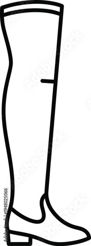 A simple black and white line art illustration of a tall over the knee fashion leather boot