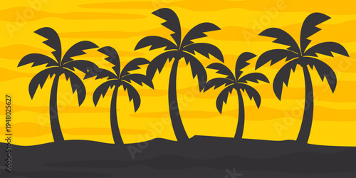 silhouette of coconut tree in flat style. illustration of palm tree in flat style.