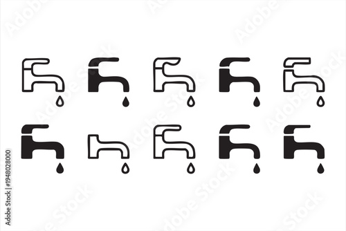 Vector water tap line icon bundle for maintenance and repair design projects