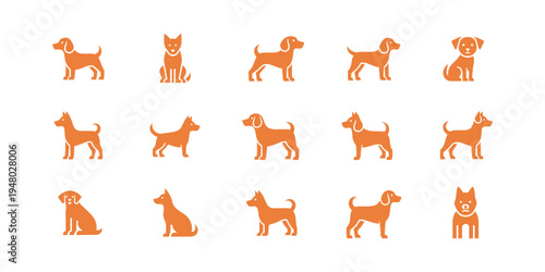 Creative dog logo set with clean minimal design, ideal for pet businesses, dog food brands, veterinary services, and animal care companies.