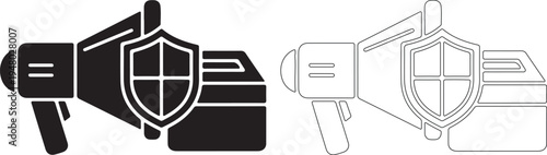 Megaphone with Shield Icon. Secure Communication Vector Illustration. isolated PNG with Transparent Background