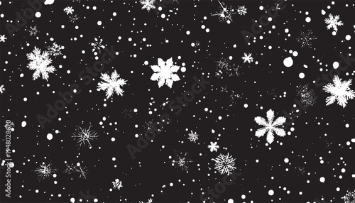 Realistic snowfall, fine small white powder snow specks vector background.