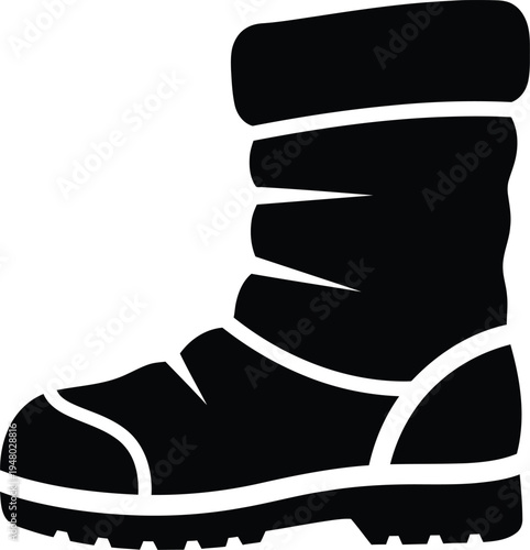 A black silhouette icon representing a sturdy winter boot designed for cold weather protection