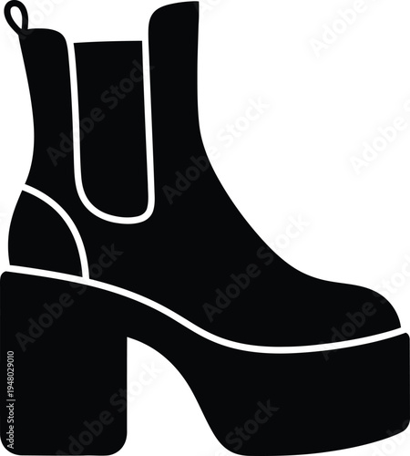 A stylish platform chelsea boot with a high block heel for contemporary fashion and footwear style