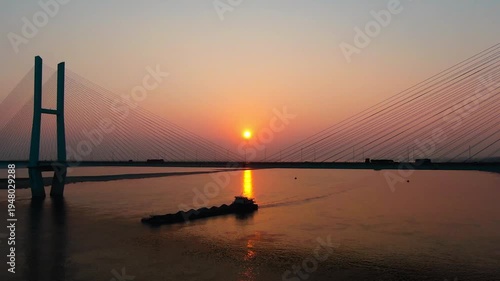 Wallpaper Mural Breathtaking Aerial View of Yangtze River Bridge at Sunset Torontodigital.ca