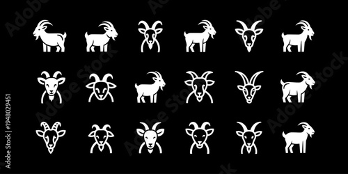 Creative goat logo set with minimal vector design, ideal for goat farms, dairy products, livestock brands, and rural agriculture identity.