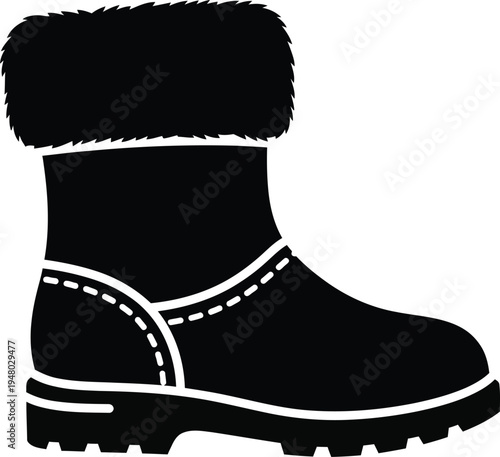 A sturdy winter boot featuring a thick faux fur cuff and a durable lug sole for cold weather wear