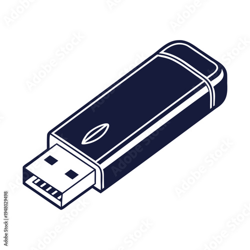 Vector illustration of a single USB flash drive