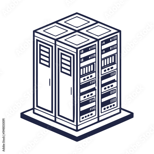Vector illustration of a server room or data center