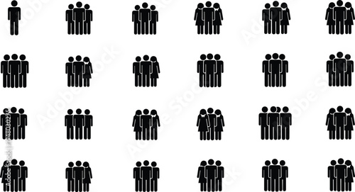 People group silhouette icons set community teamwork collection illustration