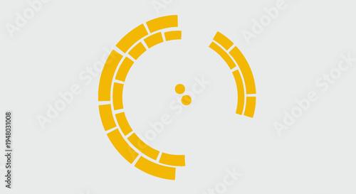 Abstract segmented yellow circle with dots icon