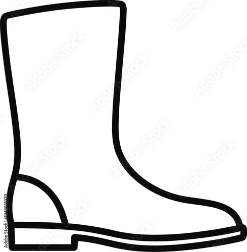 A simple outline illustration of a classic tall leather boot designed for everyday winter wear