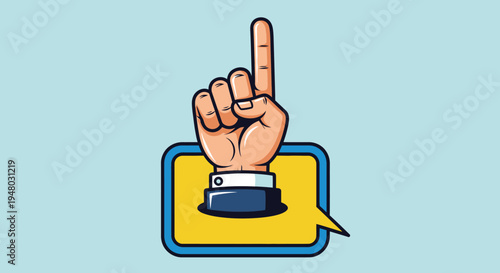 Business hand pointing up from a speech bubble illustration