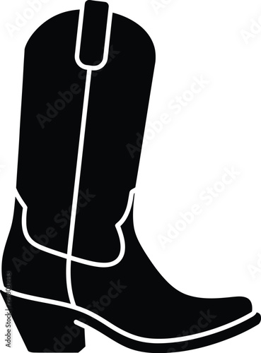 A classic western style cowboy boot featuring a tall shaft and a distinct angled walking heel