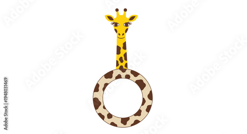 Cute cartoon giraffe head and spotted loop illustration