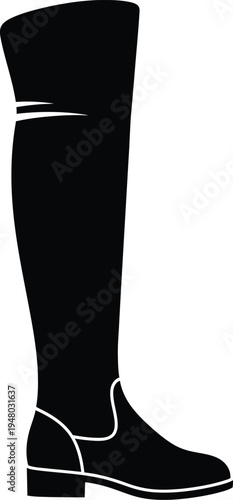 Elegant black over the knee boot silhouette design for fashion footwear and stylish winter apparel