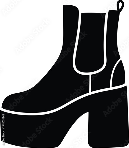 A stylish chelsea boot featuring a thick platform sole and a classic pull tab for easy dressing