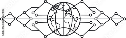 Global Network Connection with Earth Globe and Digital Data Lines