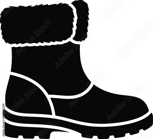 A sturdy winter boot featuring a thick rubber sole and a soft warm fur lining at the upper cuff