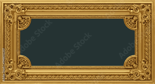 Luxurious golden ornate frame with classic decorative carvings