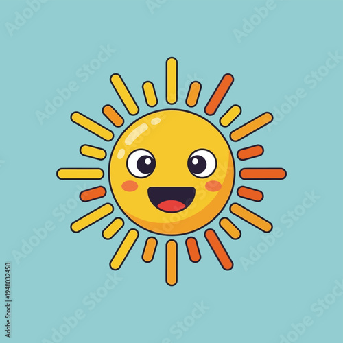 Happy Cartoon Sun with Smiling Face.