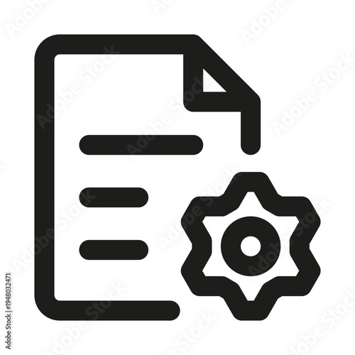 File Configuration Line Icon. Professional minimalist symbol designed as a premium vector line icon for file management, settings, and customization