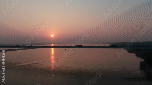 Wallpaper Mural Breathtaking Aerial View of Yangtze River Bridge at Sunset Torontodigital.ca