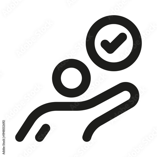 User Authentication and Approval Line Icon. Professional minimalist symbol designed as a premium vector line icon for login, access control, and security verification