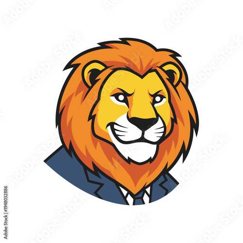 Lion Head Illustration with Business Suit.