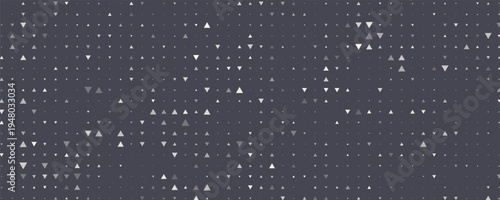 Triangular Halftone Texture Retrowave Vector Geometric Technology Abstract Background. Half Tone Triangles Retro Colored Pattern.