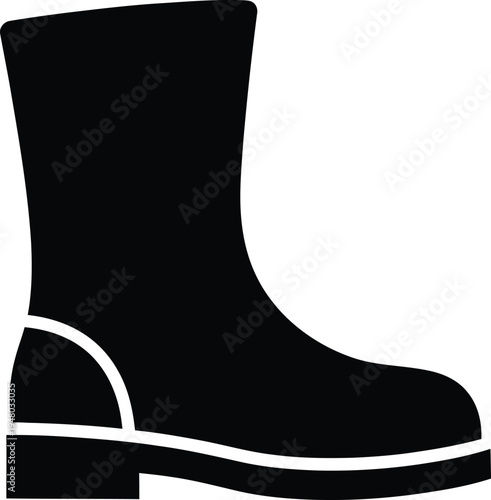 A black silhouette icon representing a classic leather work boot for industrial or outdoor use