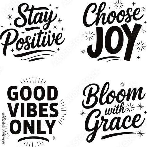 Inspirational hand drawn typography quotes vector set