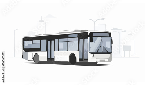 Modern city bus vector illustration urban public transport vehicle on road