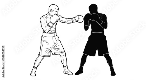 Dynamic vector illustration of two boxers sparring, depicting a powerful moment in combat sport.