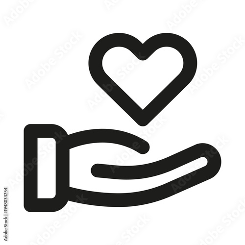 Charity Line Icon. Professional minimalist symbol designed as a premium vector line icon for donation, support, and giving back