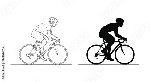 Road cyclist vector illustration and silhouette graphic for sports, fitness, and active lifestyle designs.