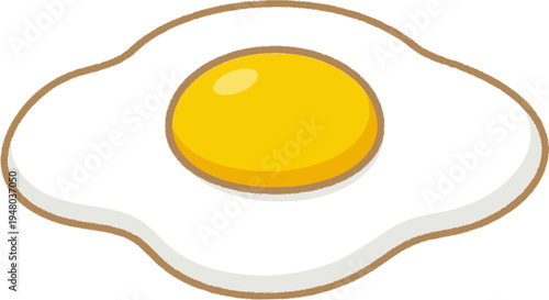 신선한 계란후라이 벡터 아이콘 일러스트(Fried egg vector icon, sunny side up breakfast illustration)