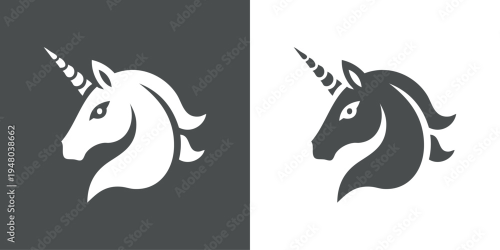 Fototapeta premium Logotipo unicornio. Dibujo de la silueta de la cabeza de un unicornio 