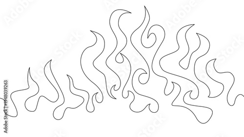 Background with fire lines. Decorative flame lines. Outline of flames as a background. Fire border pattern. Continuous fire line design. Flame outline background.