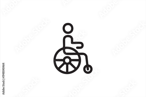 Wheelchair accessibility line icon disabled person mobility aid healthcare inclusion symbol