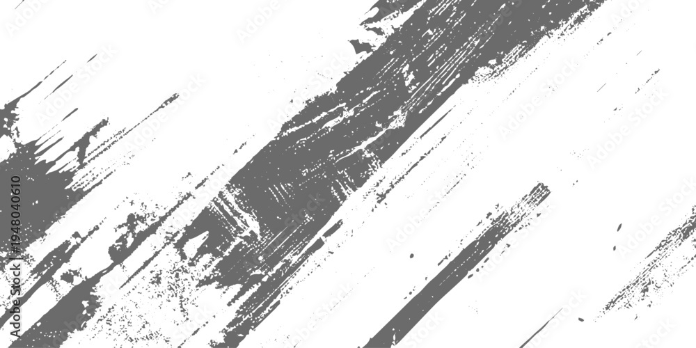 Fototapeta premium Black ink splat background Abstract monochrome grunge artwork with bold gray brush strokes on white canvas, rough textured paint smears, diagonal motion, high contrast, minimalist modern aesthetic.