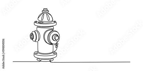 Continuous line drawing of a fire hydrant on a white background for emergency safety.
