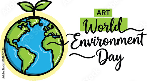 World environment day logo with earth and sprouting leaf
