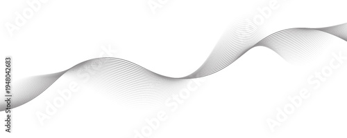 Abstract wave element for design. Digital frequency track equalizer. Stylized line art background. Vector illustration. Wave with lines created using blend tool. Curved wavy line, smooth stripe.