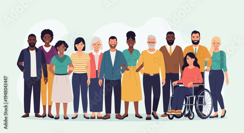 Diverse Group of People Standing Together.