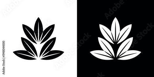 Black and white lotus flower on white and black backgrounds