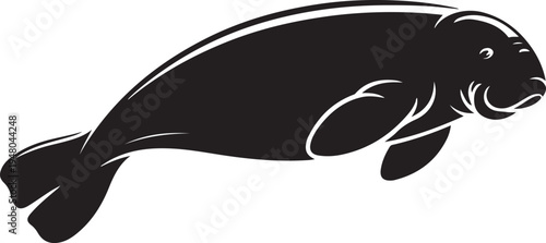 Manatee Silhouette illustration, marine mammal, sirenian sea cow