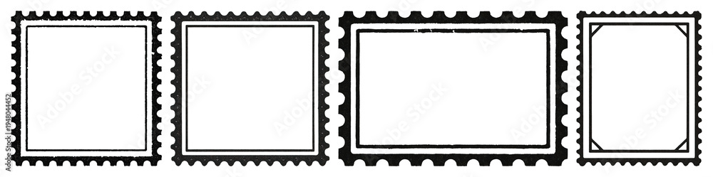 Obraz premium PNG Vintage postage stamp frames, transparent background